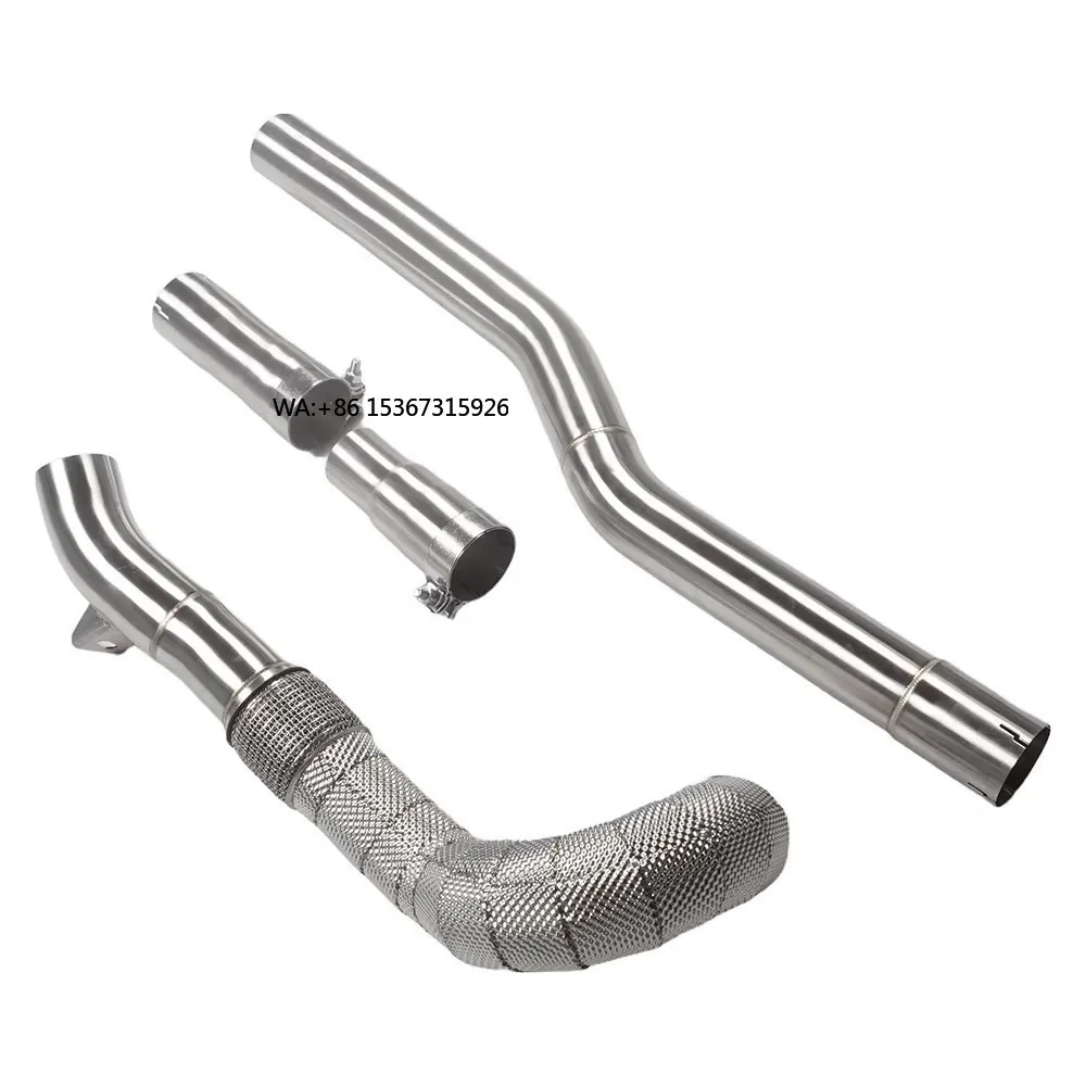 

Stainless Steel Exhaust Straight Header Downpipe MK7 R 2015-2019 2.0T Heat Shield