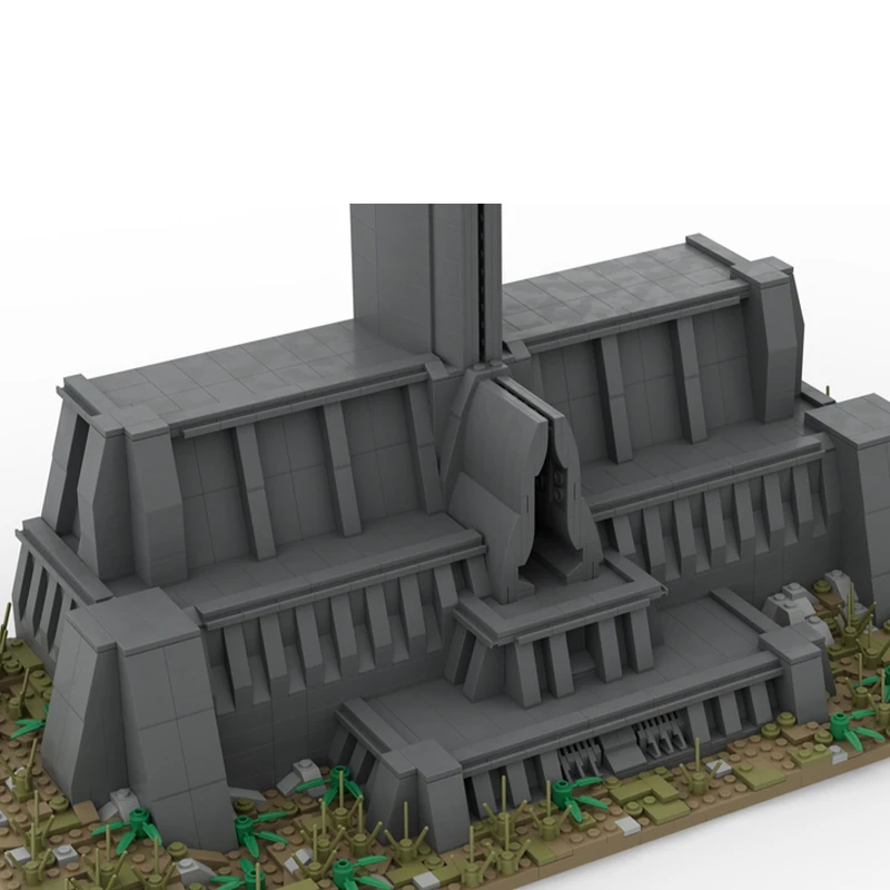 MOC-159698 Diorama scena klocki Model międzygwiezdna świątynia architektura modułowa cegły Puzzle DIY zabawki prezent urodzinowy