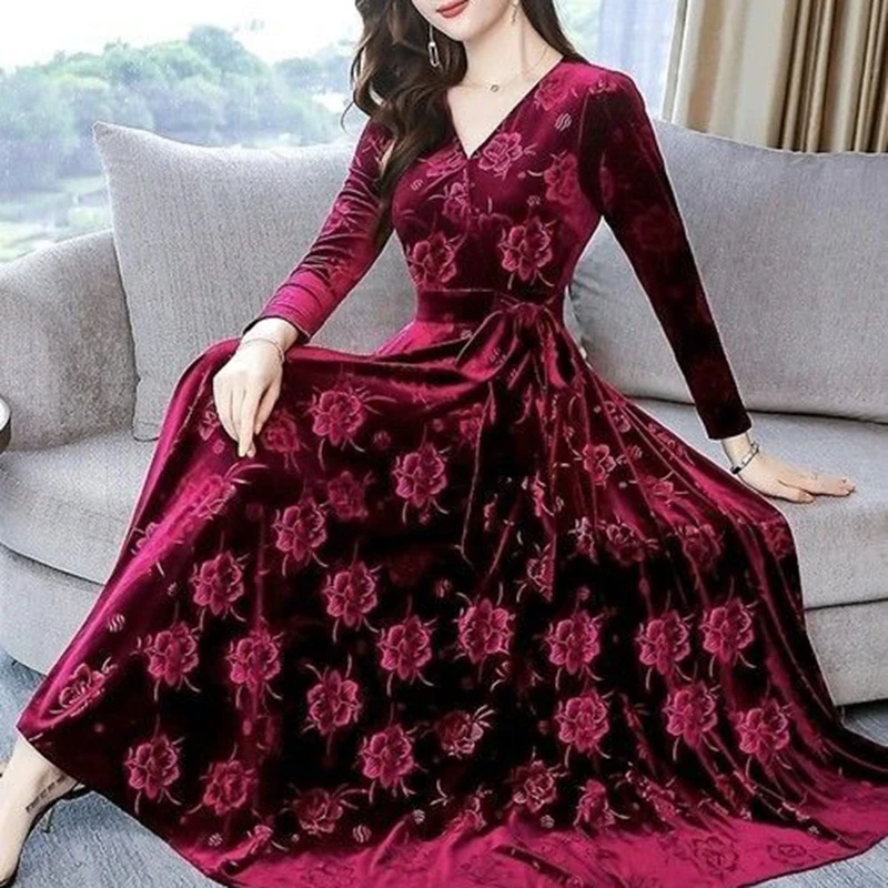 Women's Elegant V-neck Long Sleeve Formal/Party/Daily Dress - Machine Washable Dress Bridesmaid Dress, Tailored A-line Contour S