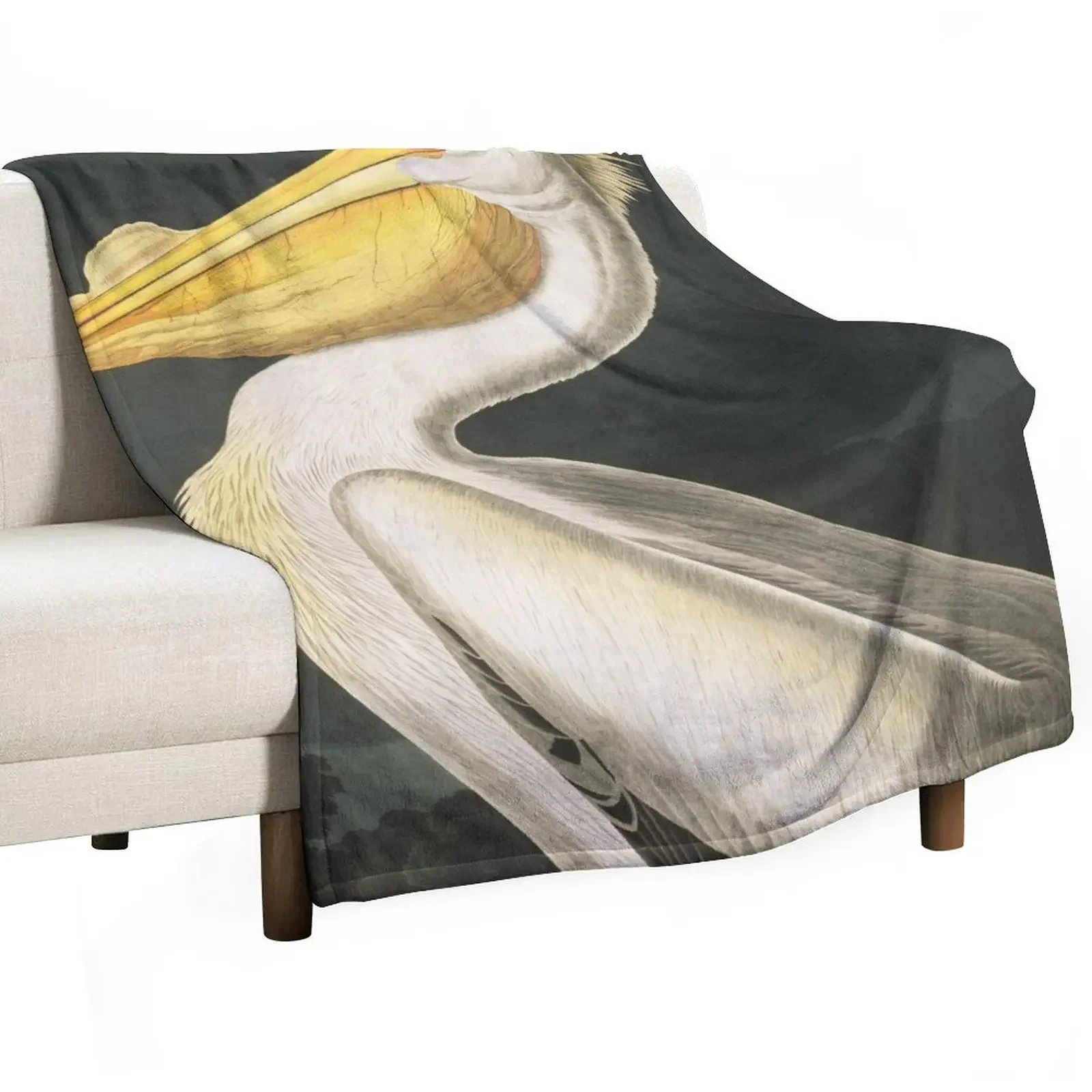 American White Pelican - John James Audubon Throw Blanket Decorative Sofas Summer Beddings Blankets