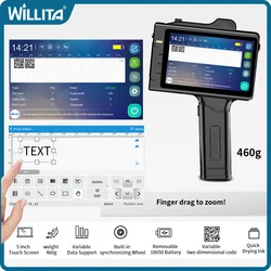 Impresora de inyección de tinta portátil Willita, pistola portátil para producción, fecha de caducidad, código de barras, número de lote, código QR con cartucho de tinta de secado rápido