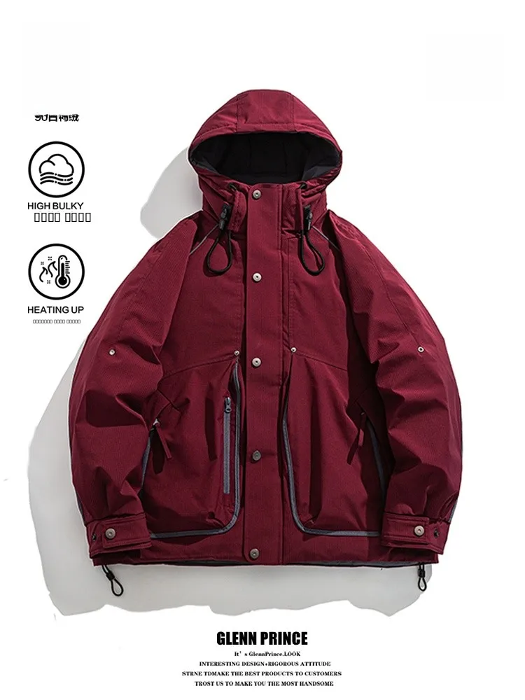 

GPstudio Men's Outdoor Workwear Functional Sle down Jaet Winter Loose Windproof Warm Sport Coat Polyester Fiber Hooded
