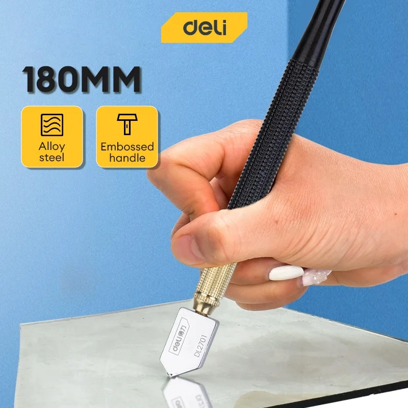 

Deli 1 PCS 180mm Diamond Blade Glass Cutter Alloy Glass Knife Multifunctional Industries Workers Portable Hand Cutting Tools