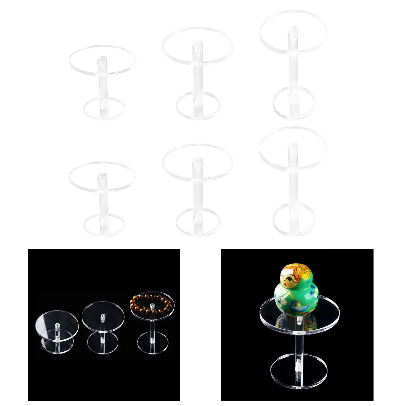 2Pcs Jewelry Display Rack Acrylic Pedestal Display Riser Stands Watches