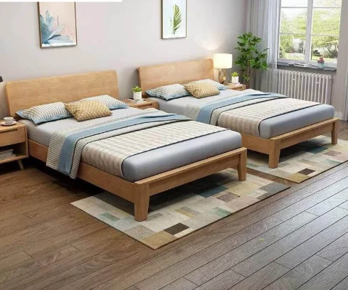 

Nordic solid wood bed homestays simple wholesale 1.8 meters home main bed rack
