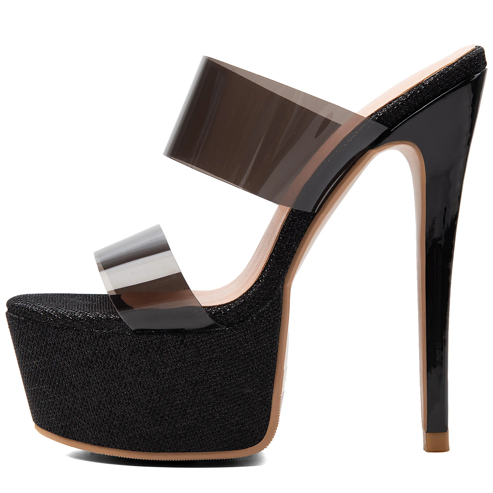 MKKHOU Fashion Pumps New High Quality Handmade Custom Shoes Round Head Shining Thick Bottom 16cm Super High Heel Sandals  Women