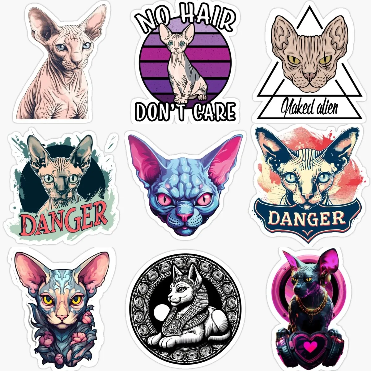 Creative Canadian Hairless Cat Sphynx Cat Pets PVC Stickers for Decorate Car Fridge Table Helmet Bumper Bicycle Decal