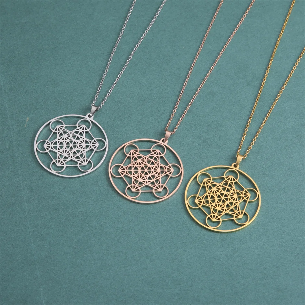 Eueavan Aartsengel Metatron Michael Angel Zegel Ketting Roestvrij Staal Geometrische Kabbalisten Solomon Amulet Verjaardag Sieraden Cadeau