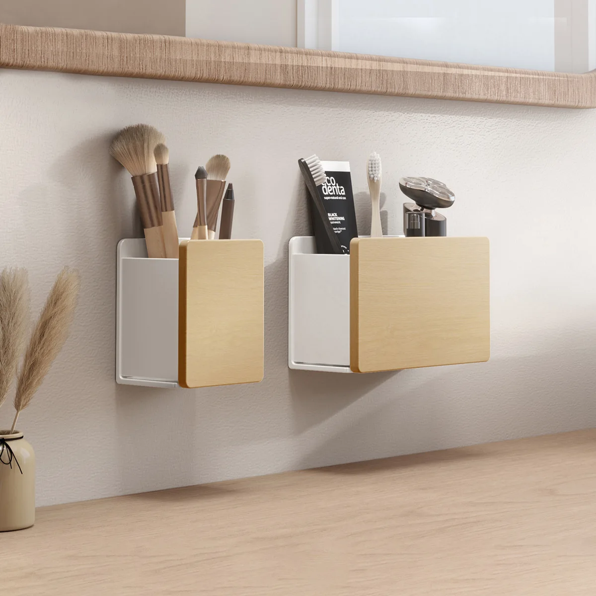 solid wood Bathroom sink toilet shelf sink toothbrush toothpaste rack comb storage box tube wall hanging Toilet storage rack