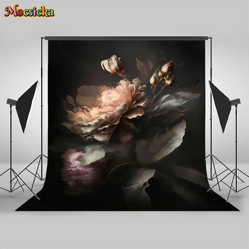 Mocsicka Floral Newborn Photography Backdrops Hand Drawn oil painting Artistic Background Photoshoots Girl Photo Prop Banner