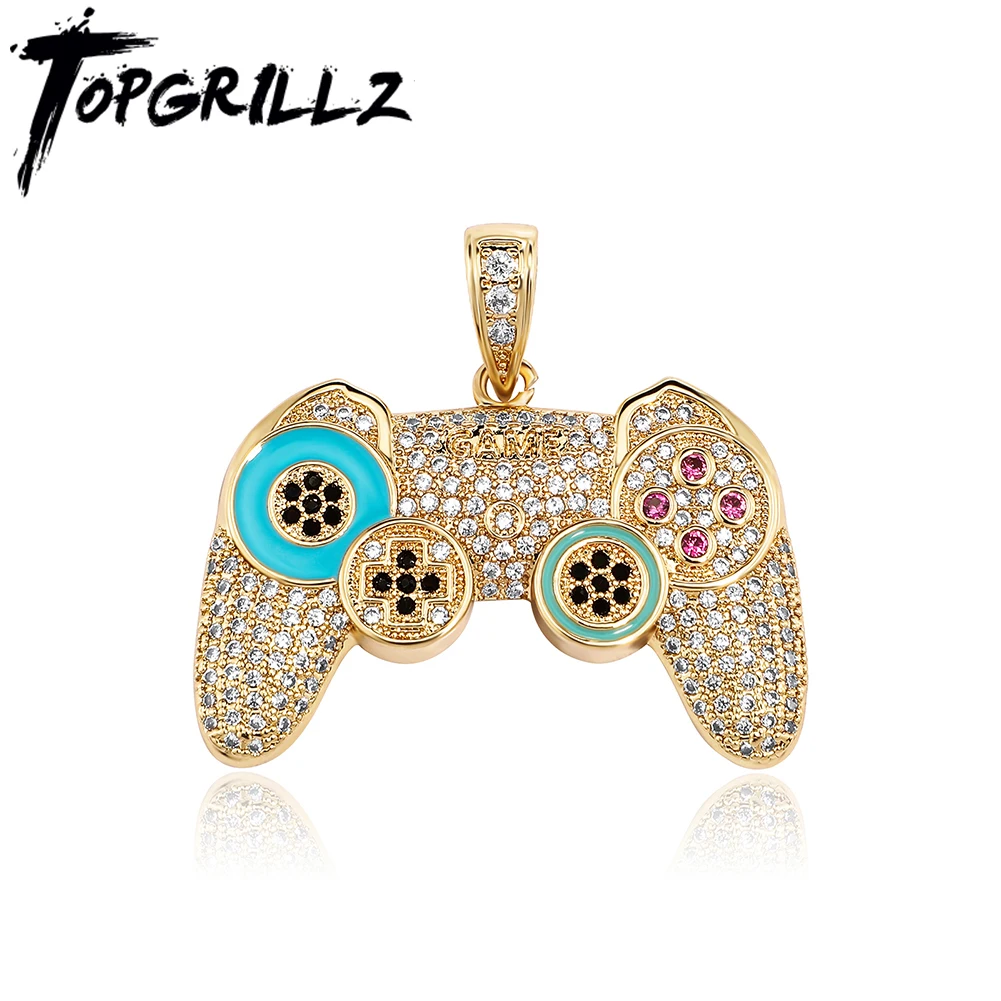 

TOPGRILLZ 2020 New Micro Pave Gamepad Pendant Necklace High Quality Copper with Iced Out Cubic Zirconia Hip Hop Jewelry For Gift