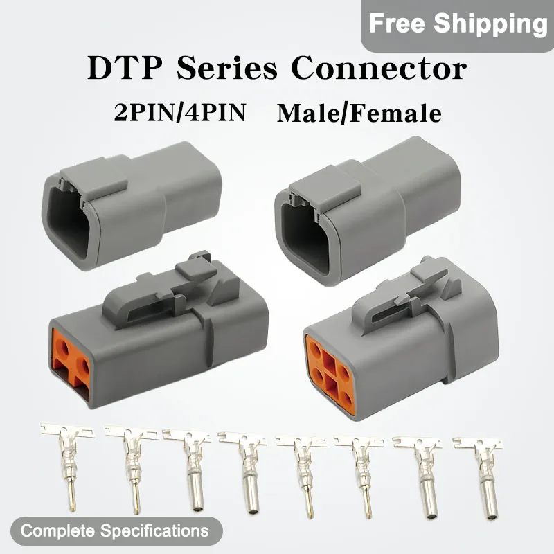 

5Sets DTP Series Connector Deutsch DT06-2S/DT04-2P 2Pin 4Pin Male Female Waterproof Electrical Auto Connector Plug