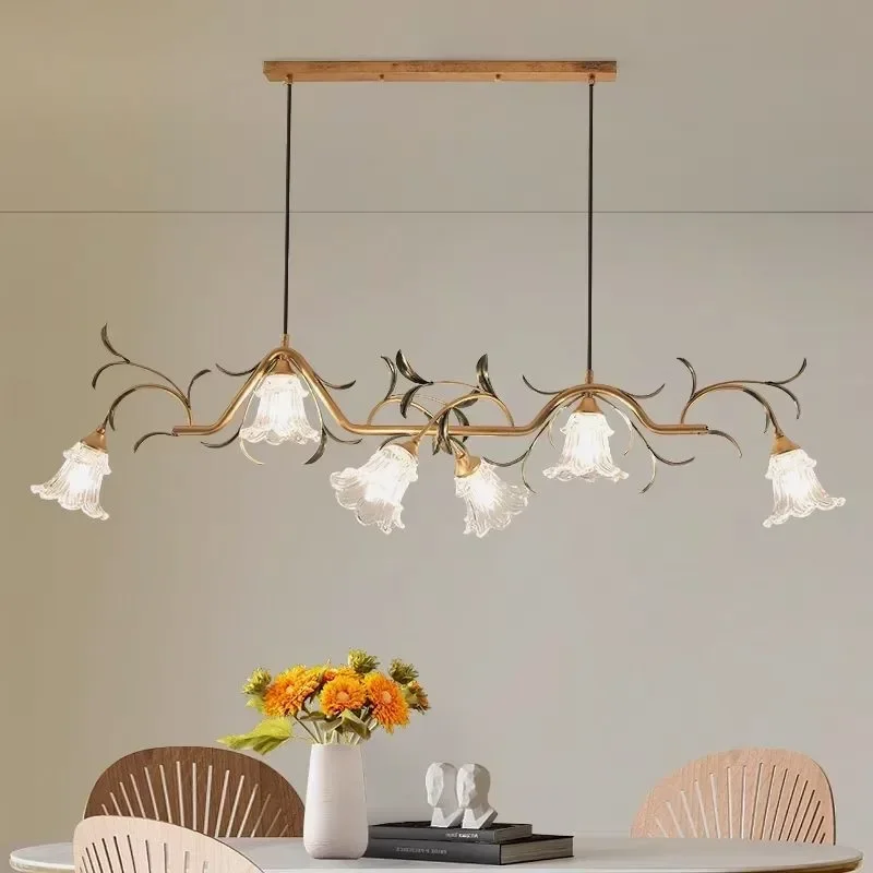 

COLIN American Pastoral Chandelier French Creativity Flower Dining Room Bar Counter Bedroom Villa Home Decoration Pendant Lamp