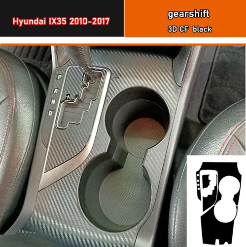Imagen 1 del producto Pegatina Interior de coche, película protectora de caja de cambios para Hyundai IX35 2010-2017, pegatina de Panel de engranaje de coche, fibra de carbono negra