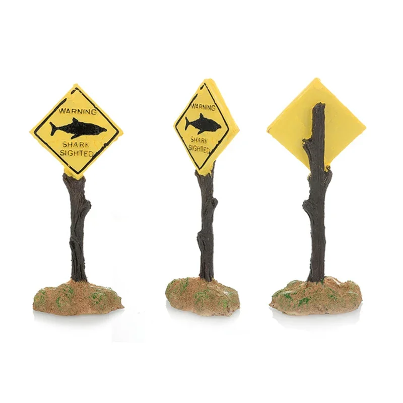 Creative PVC Resin Signage Aquarium Decorative Ornament Simulated Shark Warning Signs Fish Tank Background Landscape Accessories