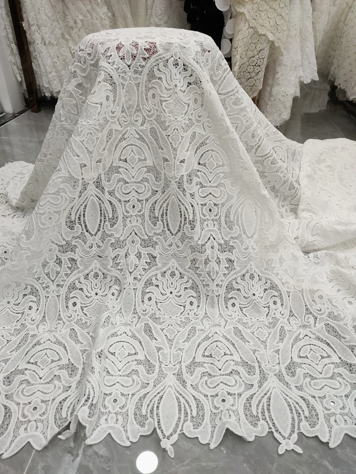 White French Embroidery Guipure Cord Lace Fabric 2023 High Quality African Lace Fabric For Nigerian Wedding Party Dress PJFT2336