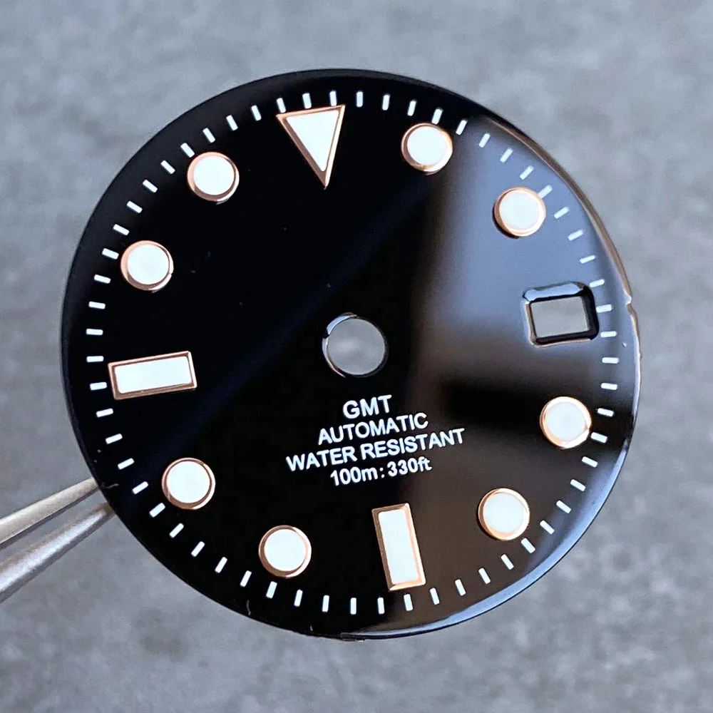

Mods Tandorio Diver Watch Dial Parts 29mm Black Blue Green lume Sunburst Watch Dial Face Fit NH34 NH34A GMT Movement Watch