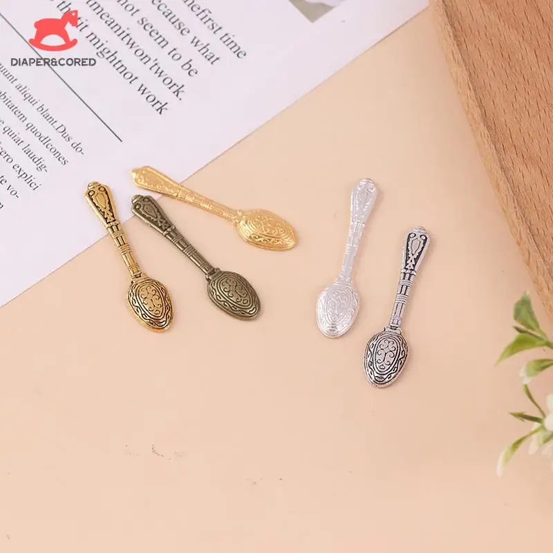 10PCS/set 1:12 Doll House Vintage Miniature Accessories Cutlery Soup Spoon Mini Tableware Simulation Kitchen Food Toys