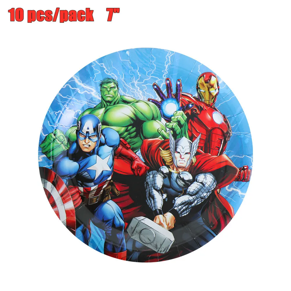 Hot Avengers Tema Forniture per feste di compleanno per bambini Piatti di carta Tazze Tovaglioli Tovaglia Baby Shower Set di decorazioni per feste da supereroe