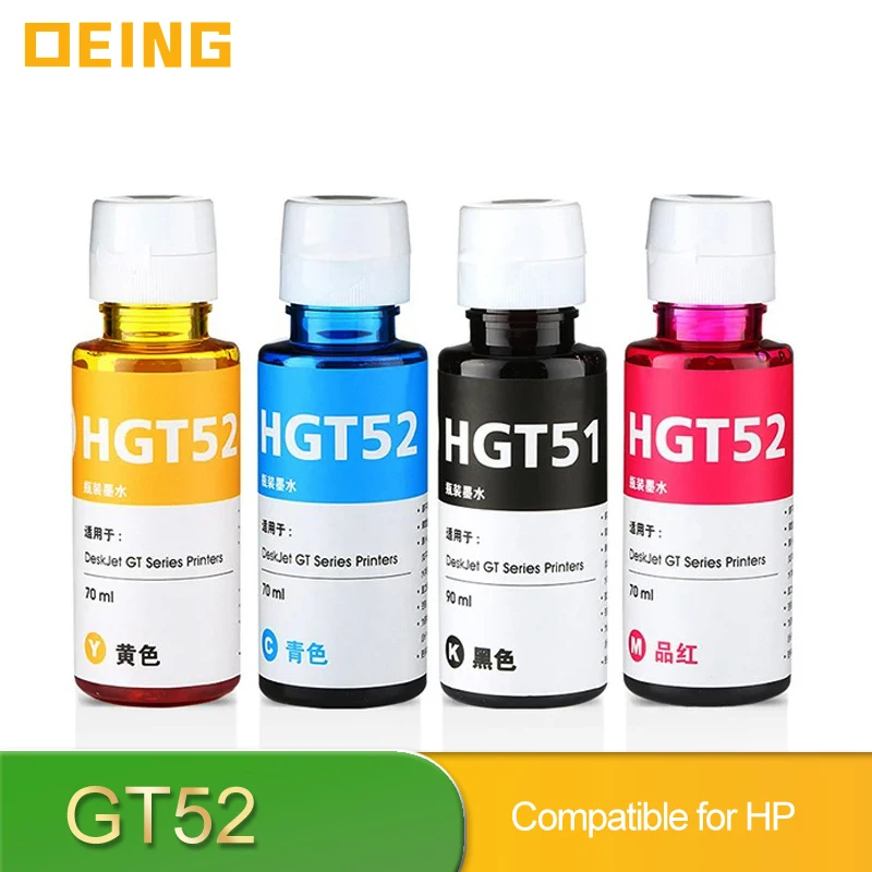 GT 51 52 53XL GT51 GT52 Refill Tinta Ink Compatible Color Bulk Water Based Bottle For HP DeskJet 5810 5820 415 Printer