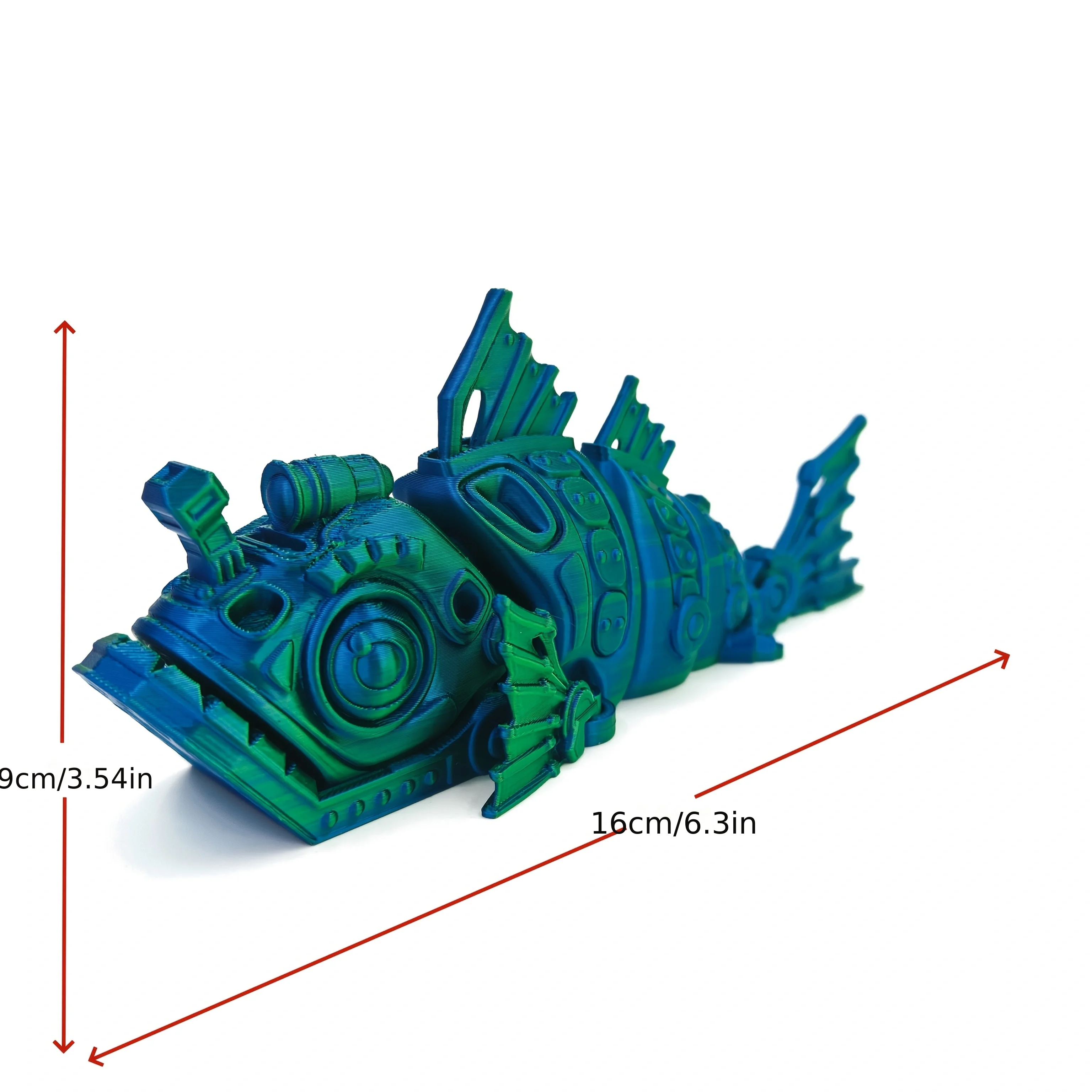 3D Printed Mechanical Fish Toy, Flexible Articulated Fidget Model with Openable Mouth, Halloween Gift for Collectors