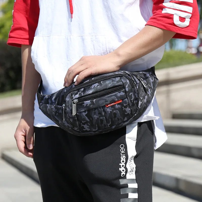 Sports Waist Bag, Men's Casual Large Capacity Multi-layer Travel Bag, Lightweight Oxford Cloth Single Shoulder Crossbody Bag