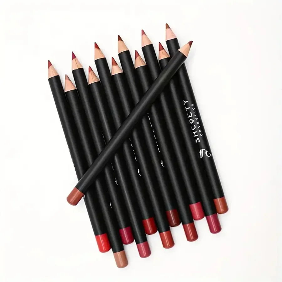 12pcs Waterproof Lip Liner Pencil Set Matte Red Contour Tint Lipstick Long Lasting Non-stick Cup Sexy Red Lip Tint Cosmetics