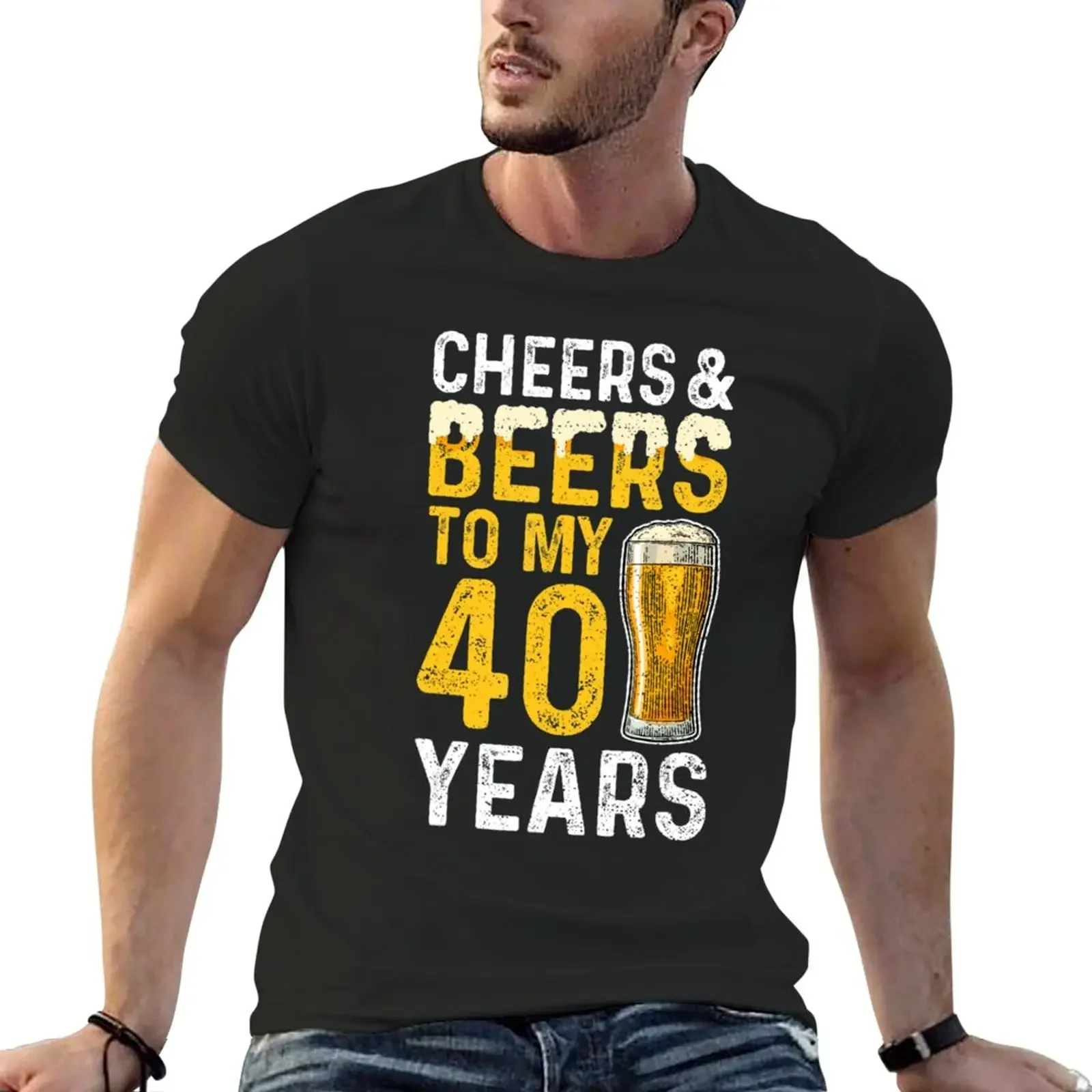 

Cheers And Beers To My 40 Years Beer T-Shirt customs sports fans Men's t-shirt