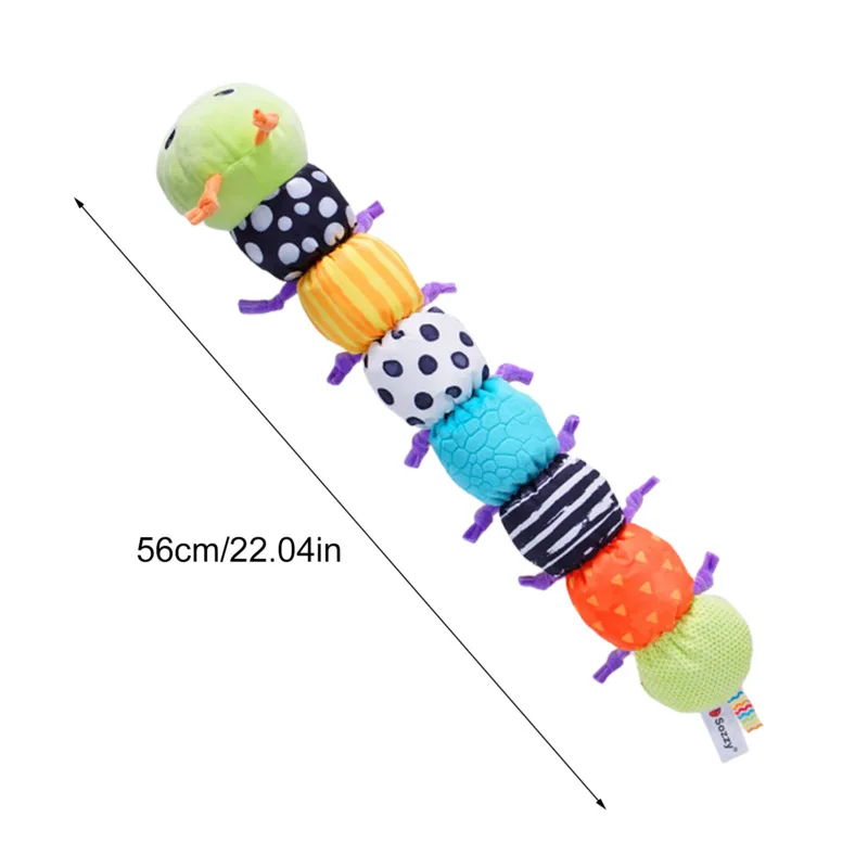 Infant Caterpillar Plush Toy Musical Durable Animals Soothing Doll 56cm Measuring Scale Colorful Pattern Plaything For Newborns