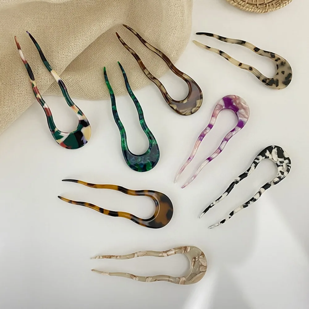 새로운 크리 에이 티브 디자인 헤어 포크 U 자형 수지 머리핀 헤어 액세서리 헤어 스타일링 도구 여성
