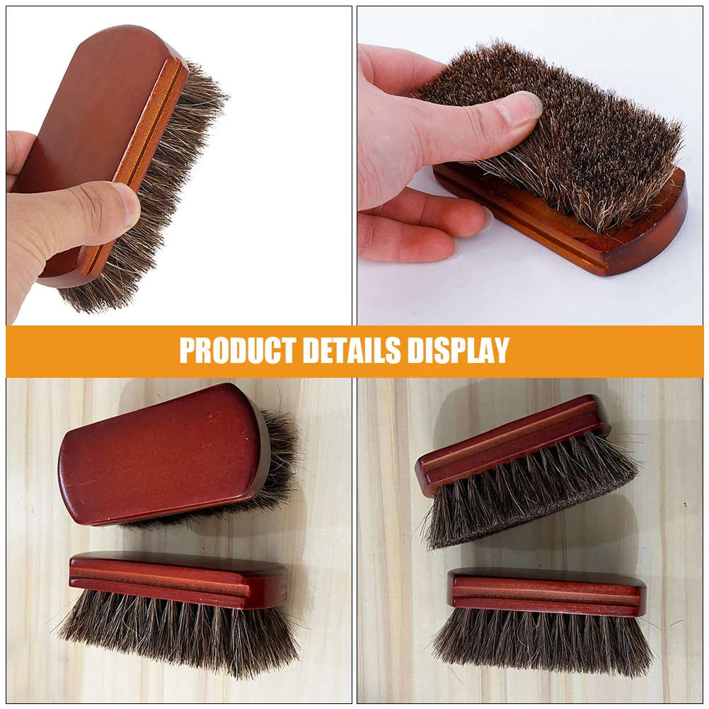 

2 Pcs Horse Hair Cleaning Brush for Shoe Multi Functional Washing Horsehair Boot Polish Extended Handle