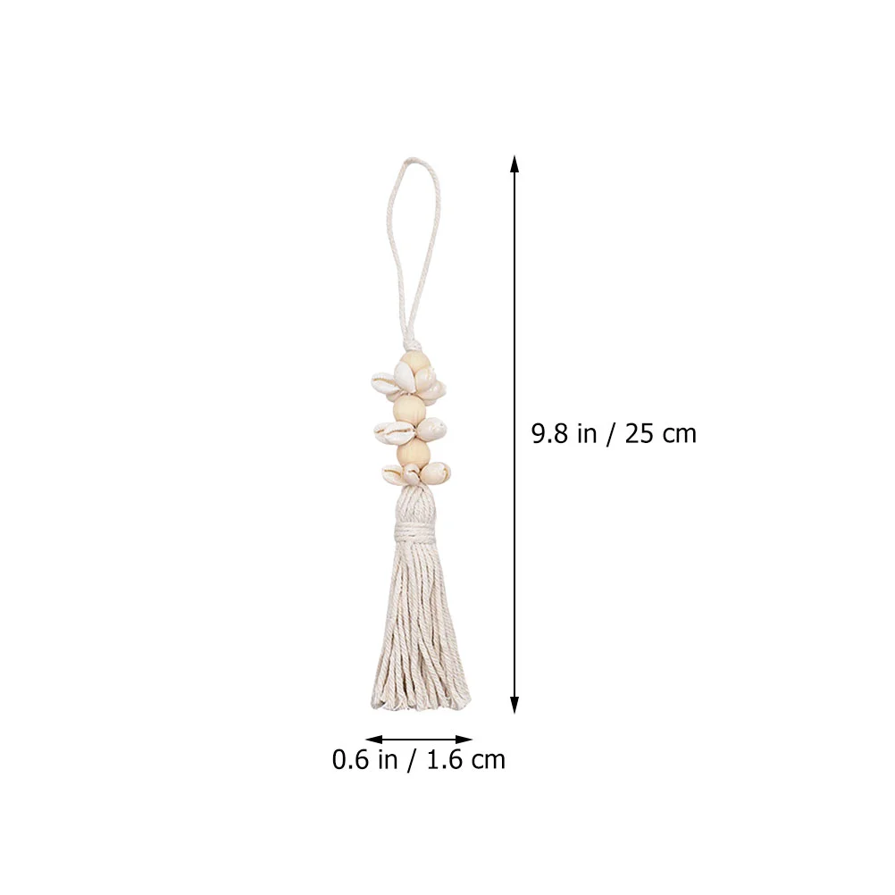 Cowrie Shell Bead Boho Style Hanging String Fringe Wall Decor Decorate Garland Beige Miss