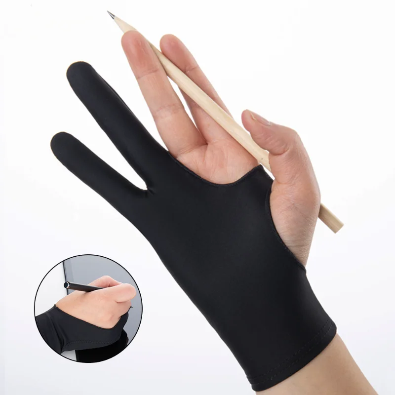 

Black Two Finger Anti Fouling Glove For Tablet Phone Drawing Write Gloves For Ipad Pro Air Mini Anti Accidental Contact Gloves