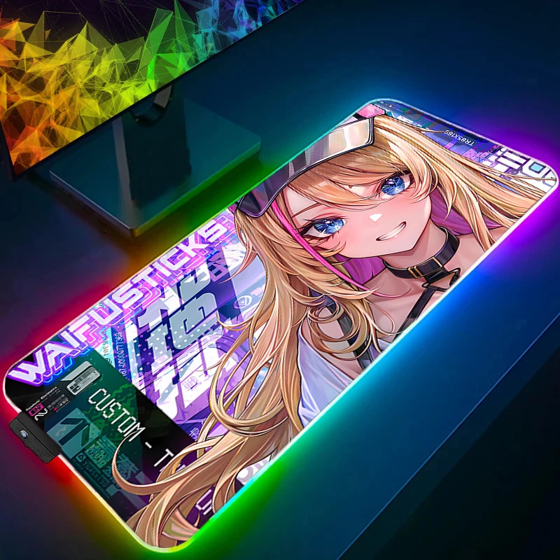 

LED Mouse Pad Gamer Decoracion Cute Desk Mat RGB Laptop Anime Sexy Girl Mousepad Gaming Accessories Varmilo Keyboard Pad Carpet