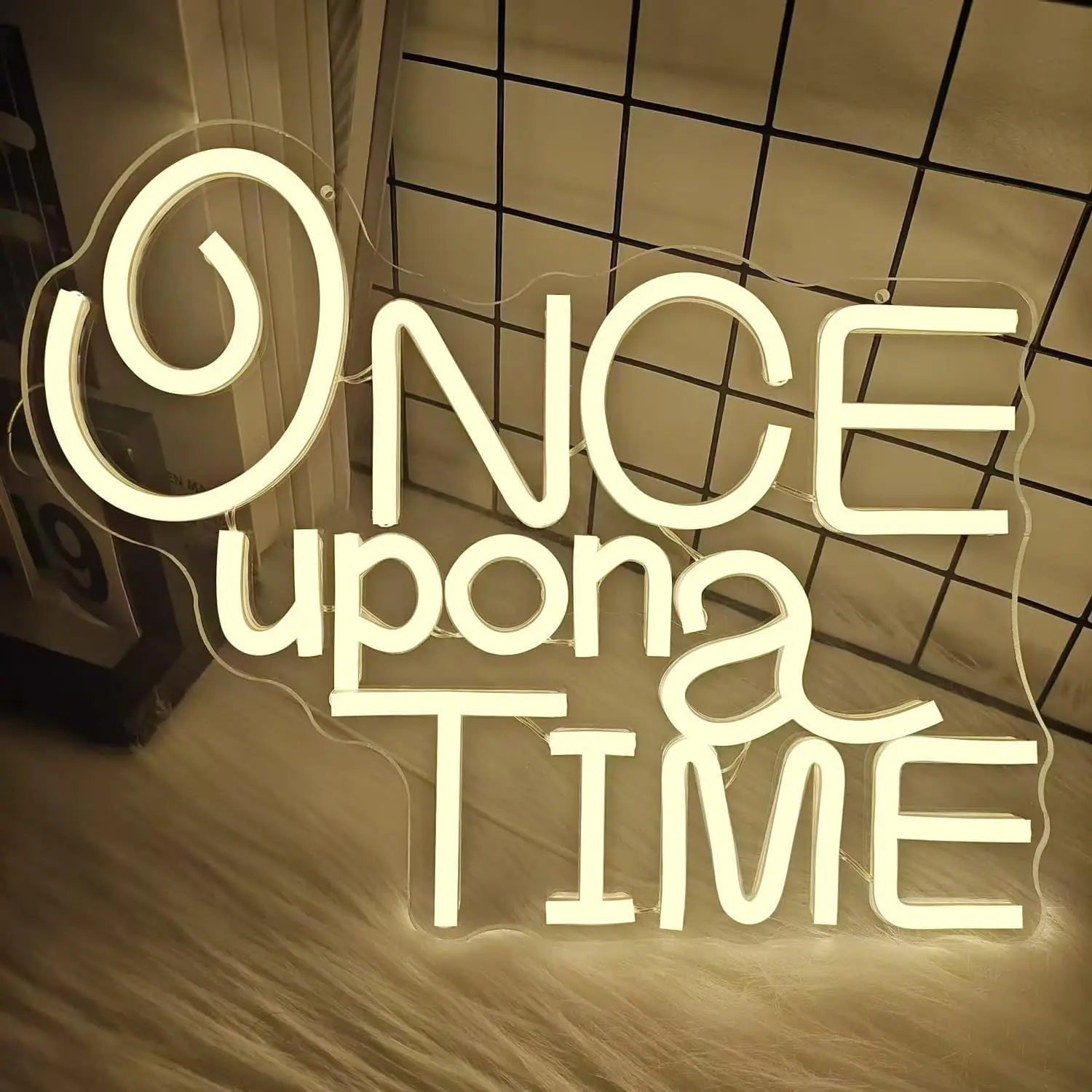 Once Upon A Time Neon Sign Warm White LED Wall Art USB Powered Fairytale Wedding Birthday Party Backdrop Nursery Decor Gift