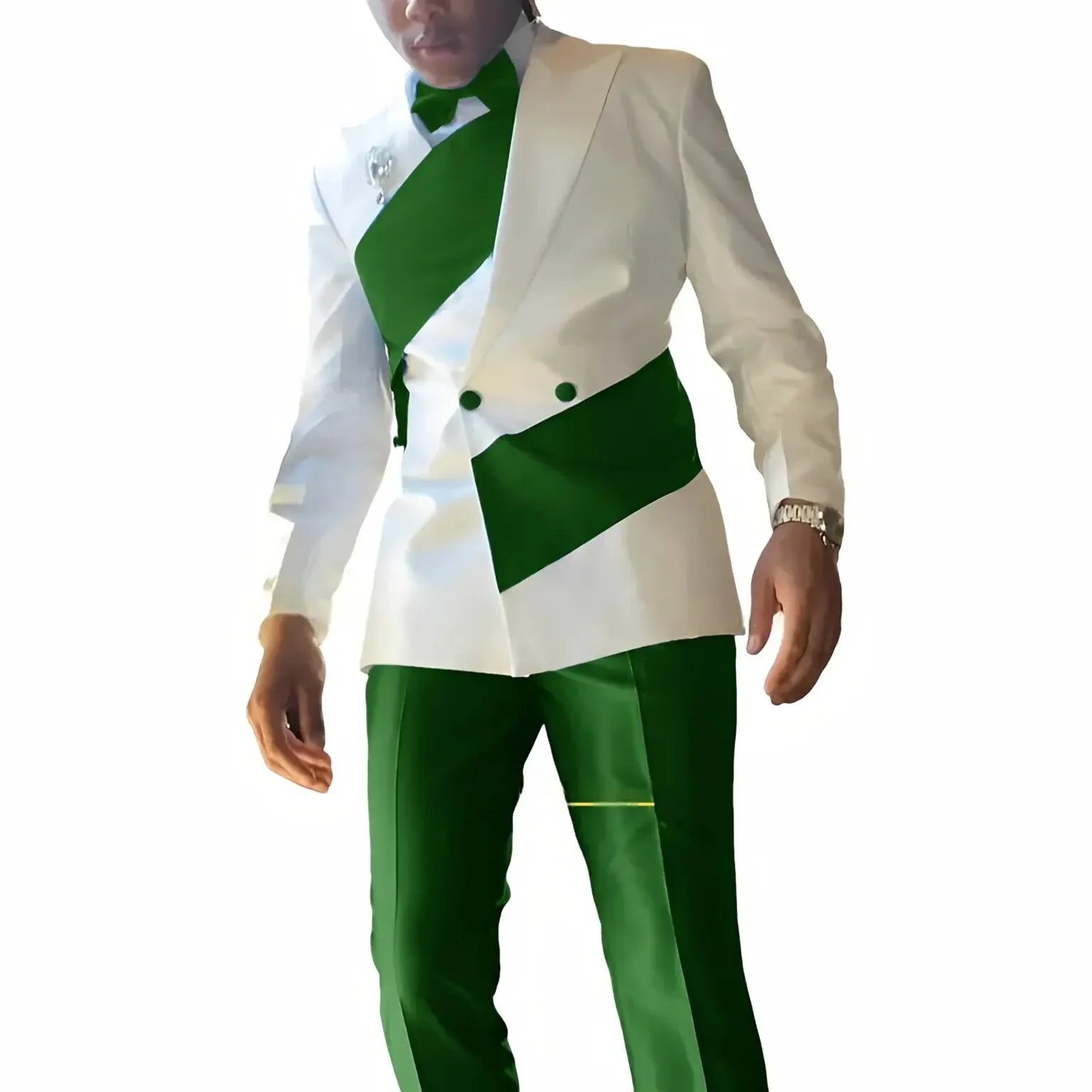Traje de 2 piezas blanco azul real para hombre de diseño especial (Blazer + pantalones) ropa de novio de boda de negocios con so