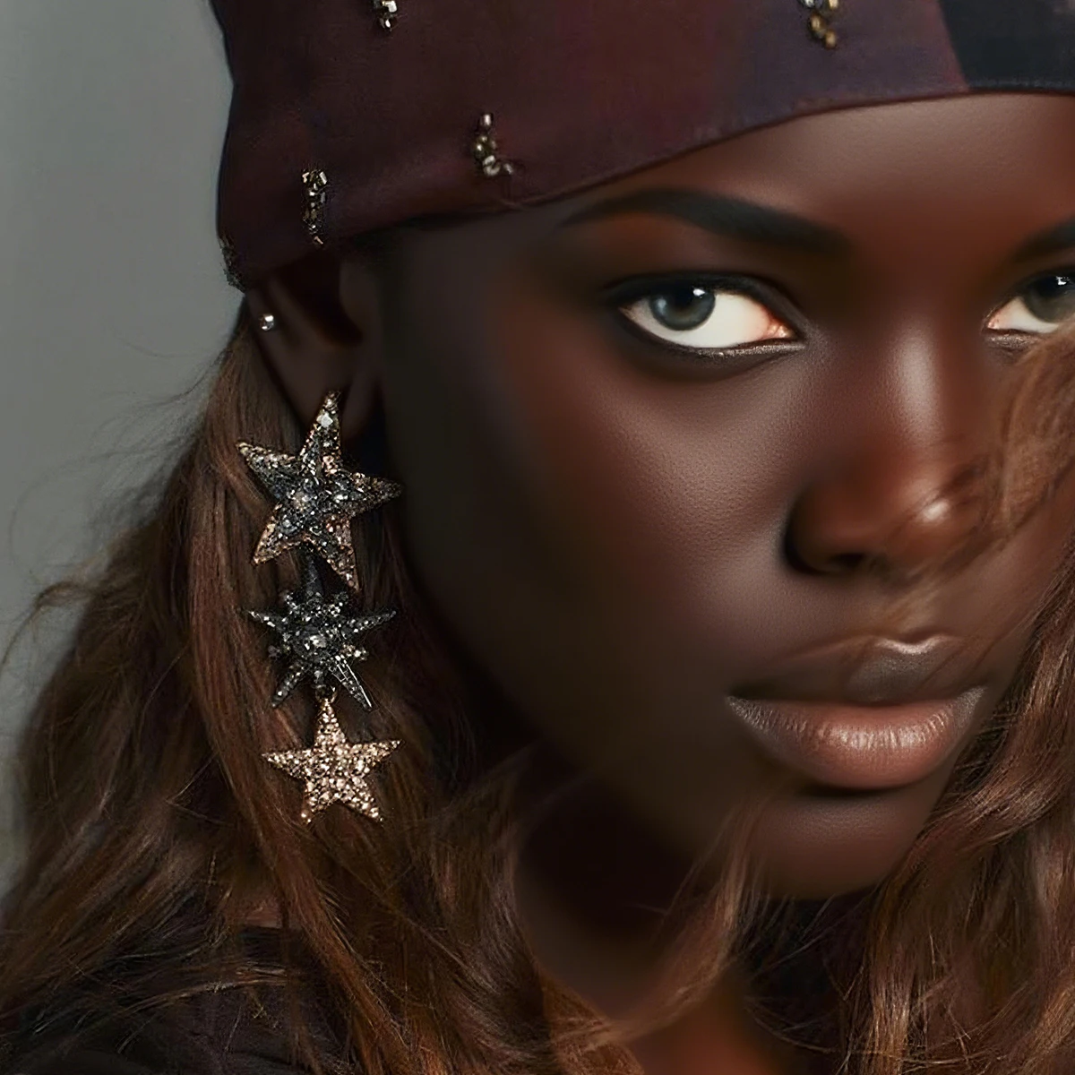 Sparkly Rhinestone Star Drop Earrings for Women