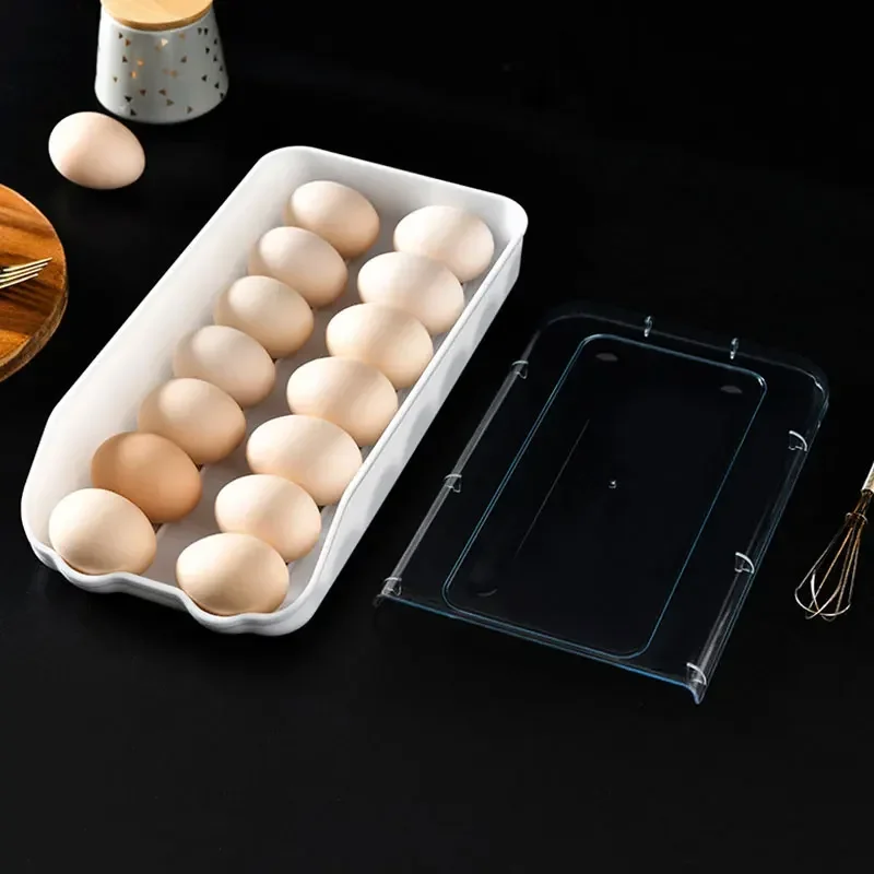 WHYY Rolling Egg Carton Refrigerator Organization Storage Container Boxes Preservation Racks for Kitchen Accessories Supplies