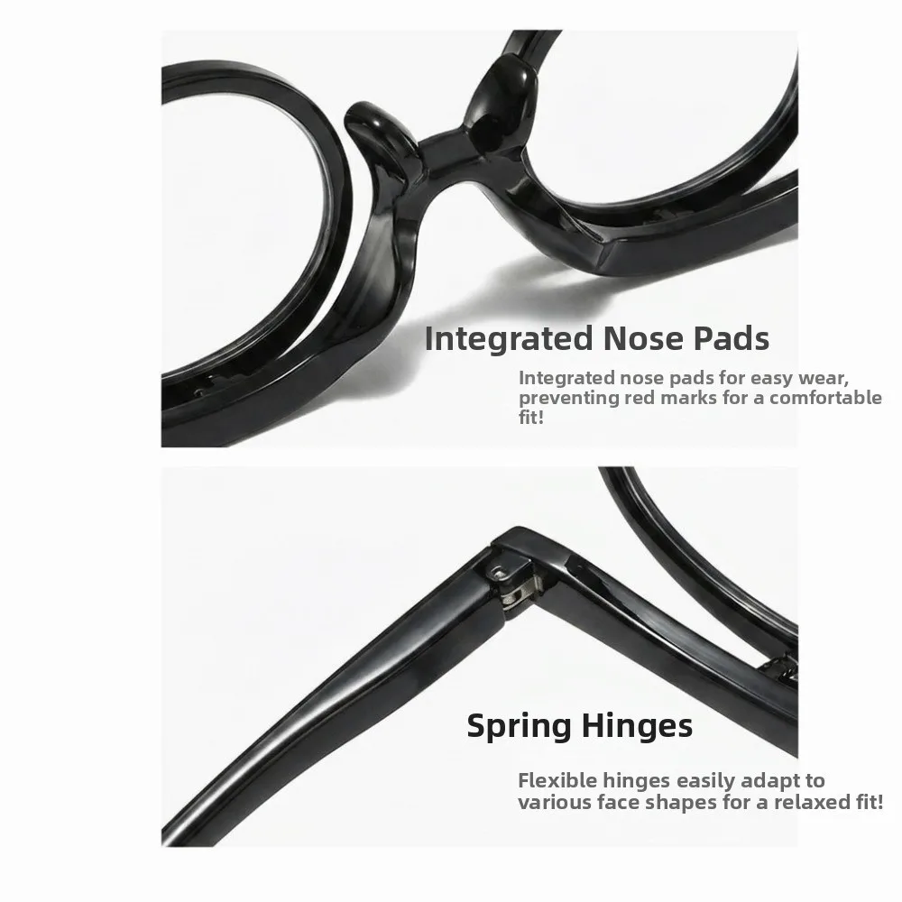 Reversible Makeup Reading Glasses Spring Foot Flip Cover Flip Makeup Reading Eyewear Adjustable Hands-Free