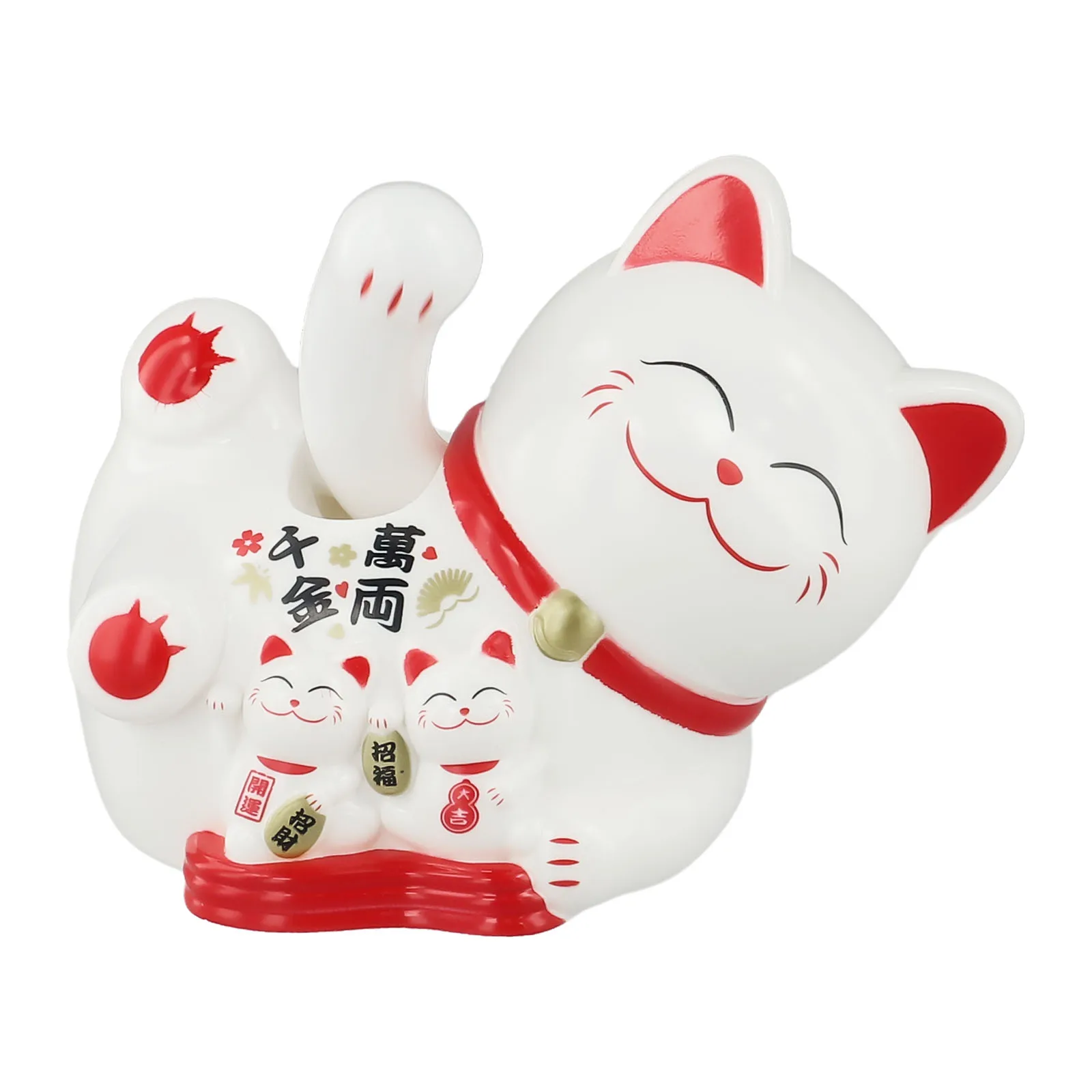 1pcs Solar Powered ManekiNeko Lucky Cat Welcoming Chinese Lucky Cat Waving Hand Beckoning Fortune Cat Figurines Home Decor