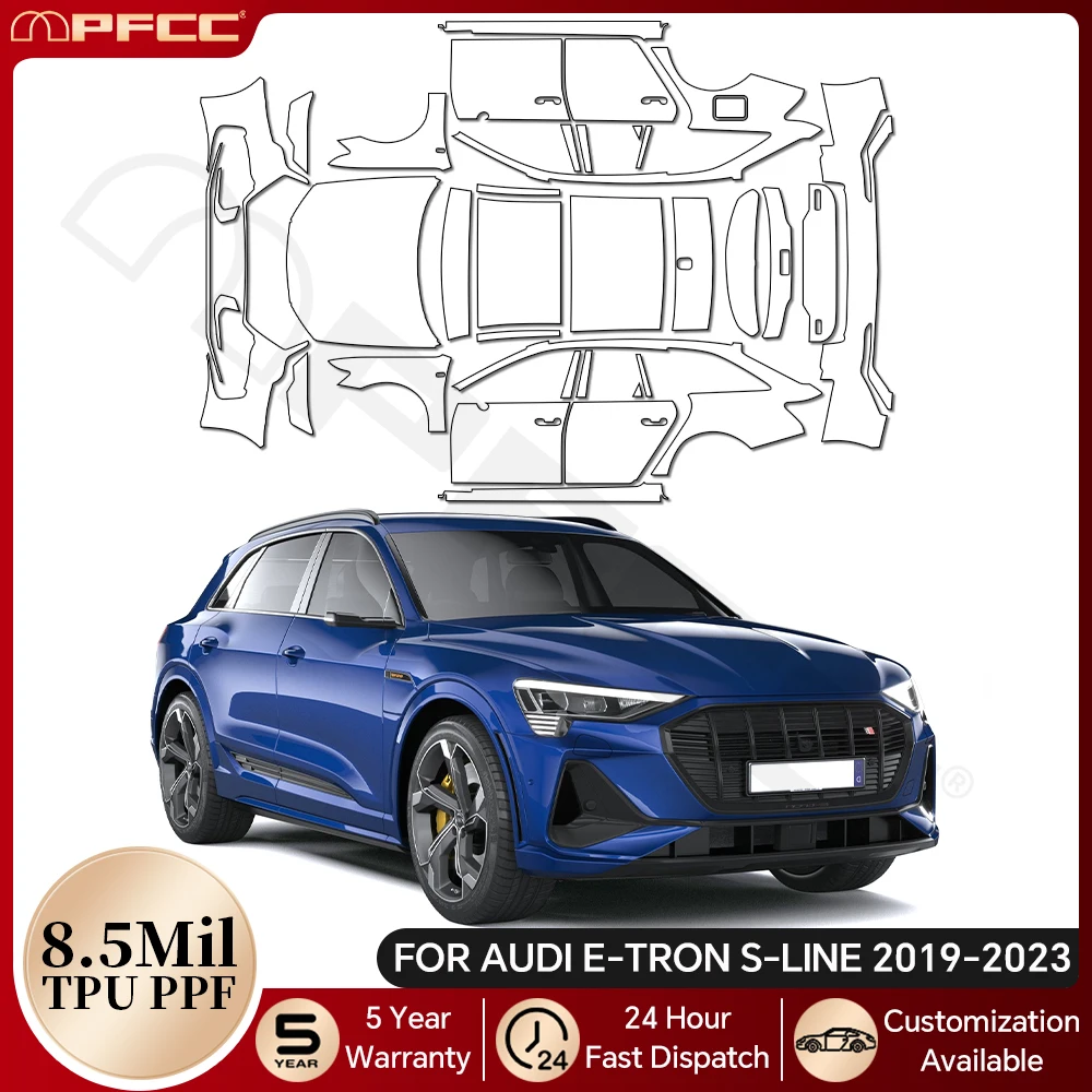 Folia ochronna lakieru TPU 8.5Mil do AUDI E-TRON 2019-2023, wstępnie przycięta, PPF Bra, zestaw przezroczysty na karoserię, odporna na zarysowania osłona