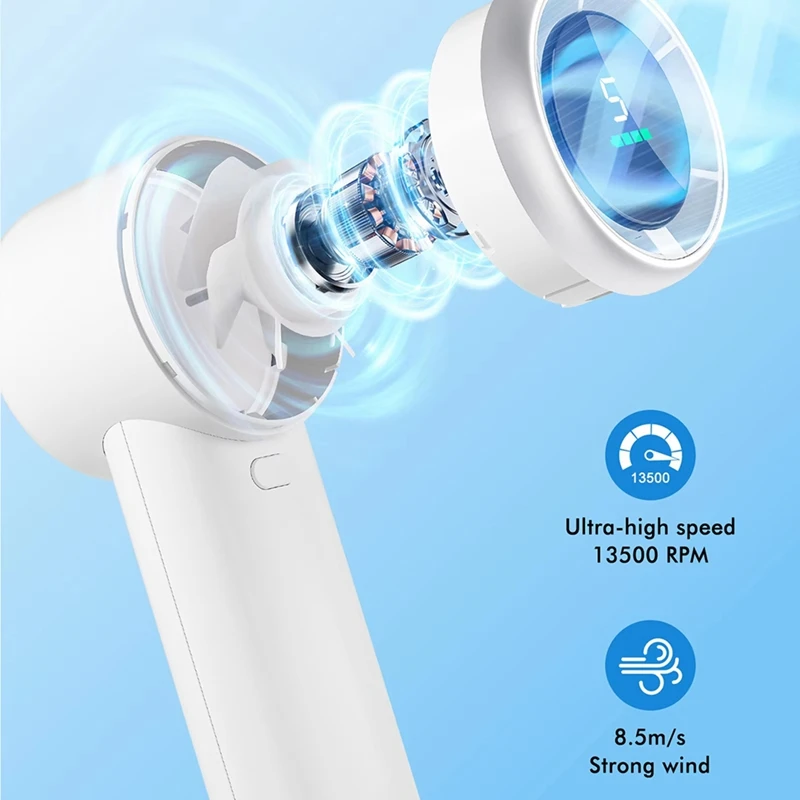 AB42-Wearable Fan 5-Speed High-Velocity, USB Rechargeable With On-Screen Display, Compact Design For Indoor & Outdoor Use