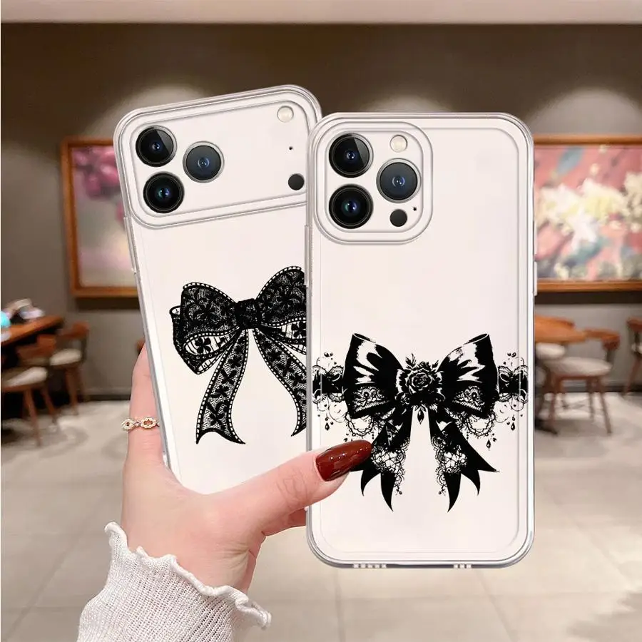 Black Lace Retro Cool Soft Phone Cover Case for iPhone 17 Pro Max XS Max 16 15 Air 17e 12 Mini 13 Pro 11 14 Plus XR