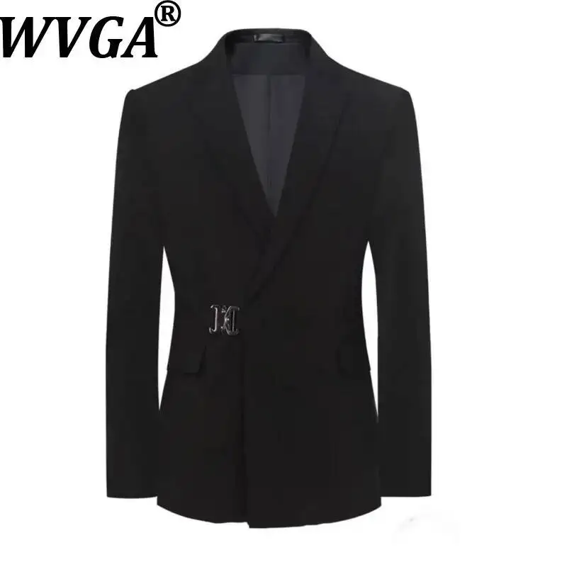 

WVGA Spring Autumn New Men Slim Fit Fashion Long Sleeve Blazer Trendy Stand Collar Ncihe Chic Casual Business Jacket Ins W25372