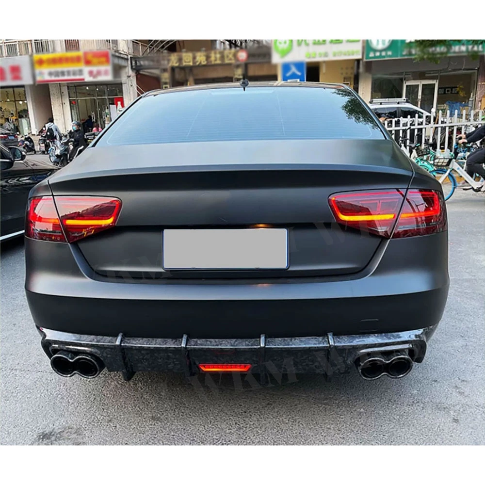 

Carbon Fiber Rear Lip Diffuser Spoiler For Audi A8 2010 2011 2012 2013 Fin Shark Car Bumper Protector Guard FRP Car Accessories