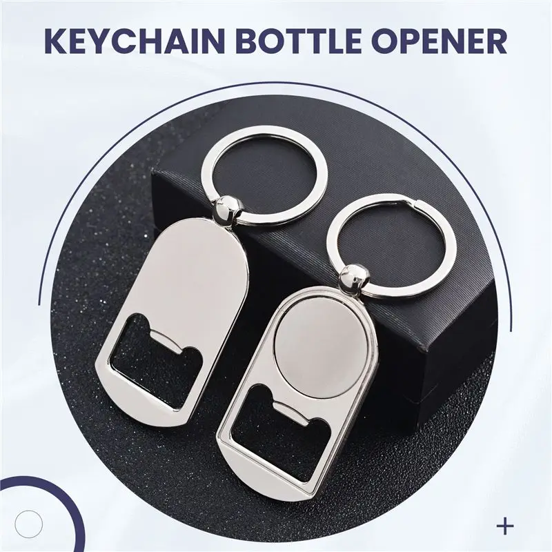 B84B-10 Pcs Sublimation Blank Keychain Metal Bottle Opener Blank Key Ring Heat Transfer Rectangular Sublimation Keychain