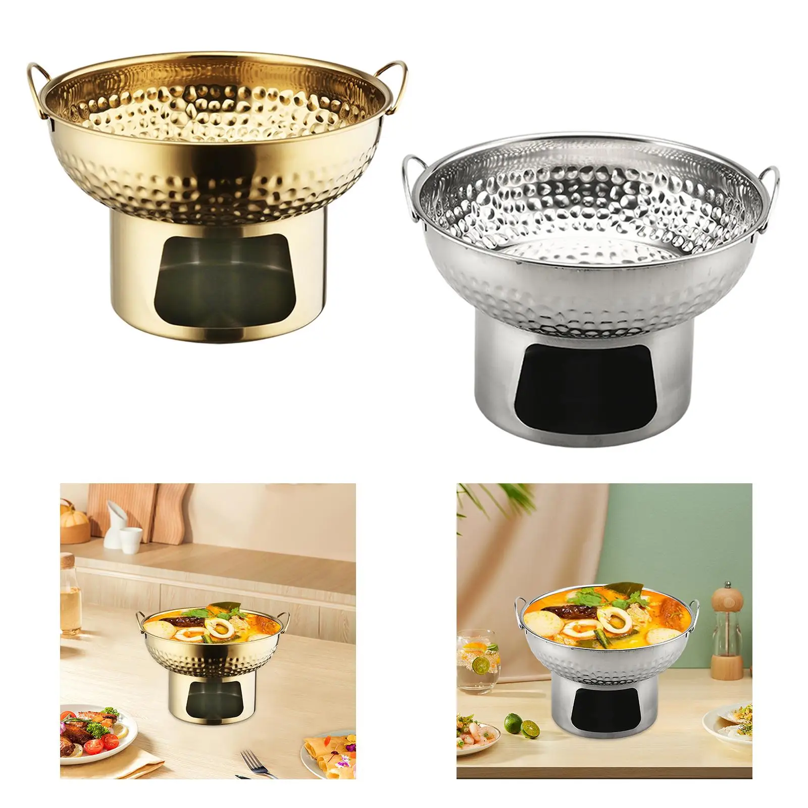 حاوية صغيرة من الفولاذ المقاوم للصدأ مقاس 18 سم لحم البقر، متعددة الاستخدامات مع مقابض حلقية ذات نسيج مطروق #1