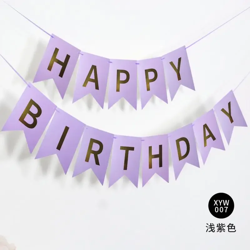 Happy Birthday Streamers Hot Stamping Dovetail Pull Flag Living Room Garden Mall Cafe Children Birthday Party Decoration Banners