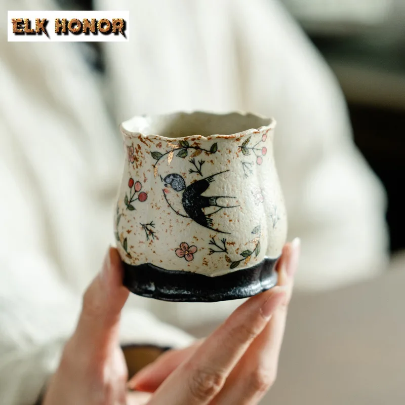 

150ML Pure Hand-painted Swallow Flint Red Cola Mug Master Mug Bubble Teacup Cold Hot Water Jug Hand Warmer Master Cup Drinkware