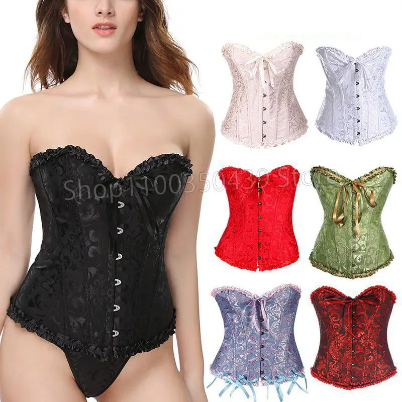 Steampunk Tight Bra Women\\'s Underwear Dance Dress Flower Lace Bone Tight Bra Gothic Satin Bra Tight Bra Retro Tight Bra